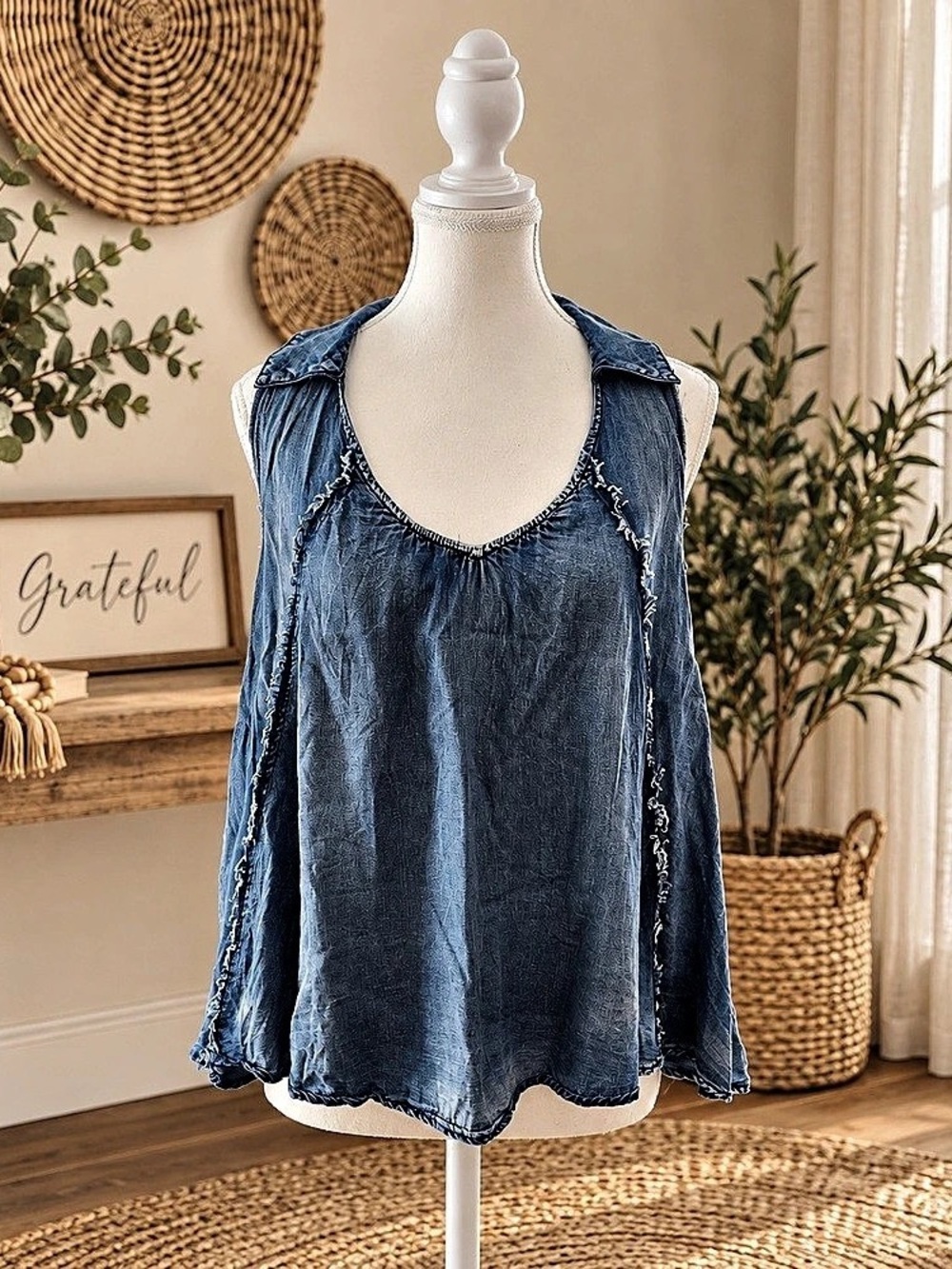Blue Sleeveless Tunic